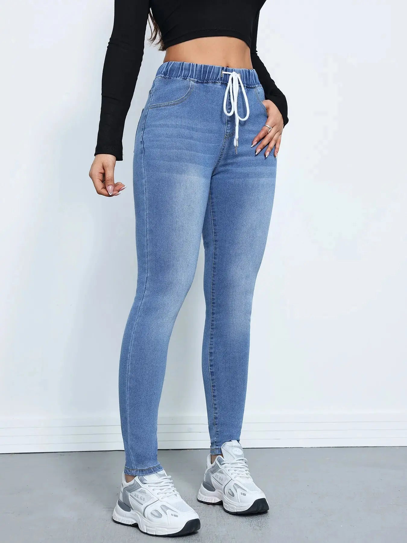 Pantalon Denim Femme cherry-fashion